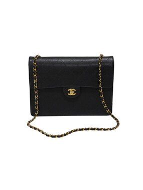 Chanel Maxi Quilted 30 S Flap S Chain Shoulder Bag Caviar Leather CC Logo Gold